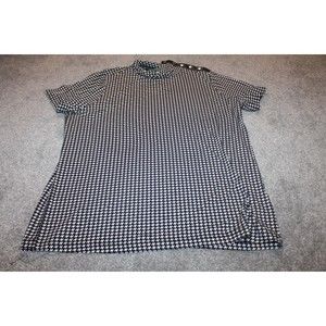 Women's Blouse Asymmetrical Short Sleeve Houndstooth Design Lauren Ralph Lauren